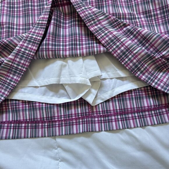 Annika Cutter & Buck Womens 8 Pink Plaid Golf Tennis Skort Skirt Shorts Stretch - Picture 5 of 10